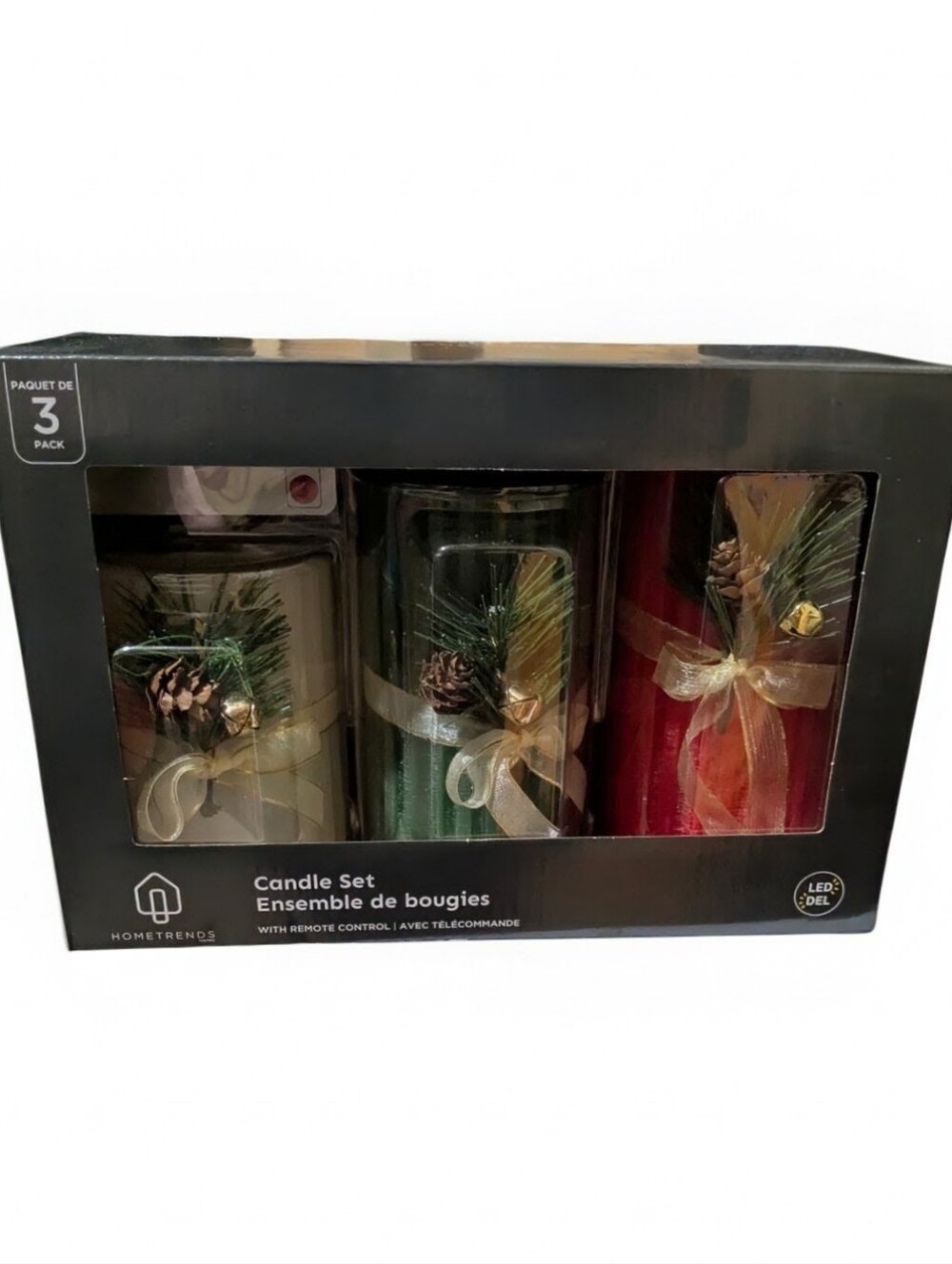 NEW Hometrends 3-Piece LED Holiday Pillar Candle Set with Remote Control